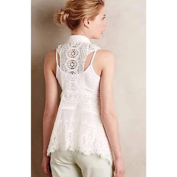 Anthropologie Meadow Rue Crochet Draped Lace Vest XS/S Cottagecore Boho Coquette - Picture 7 of 13